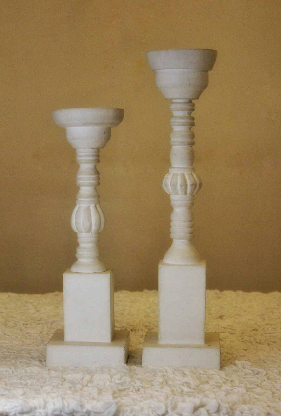 White Wooden Candle Stands