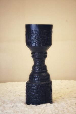 Tall Black Sculptural Vase / Candle Holder