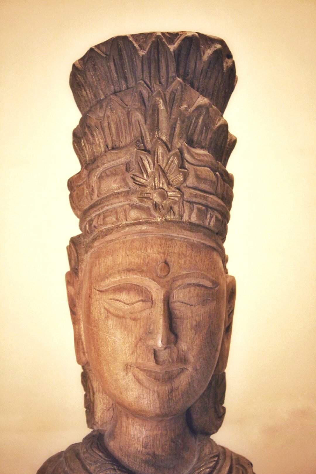 Hand-Carved Wooden Bust Sculpture