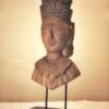 Hand-Carved Wooden Bust Sculpture