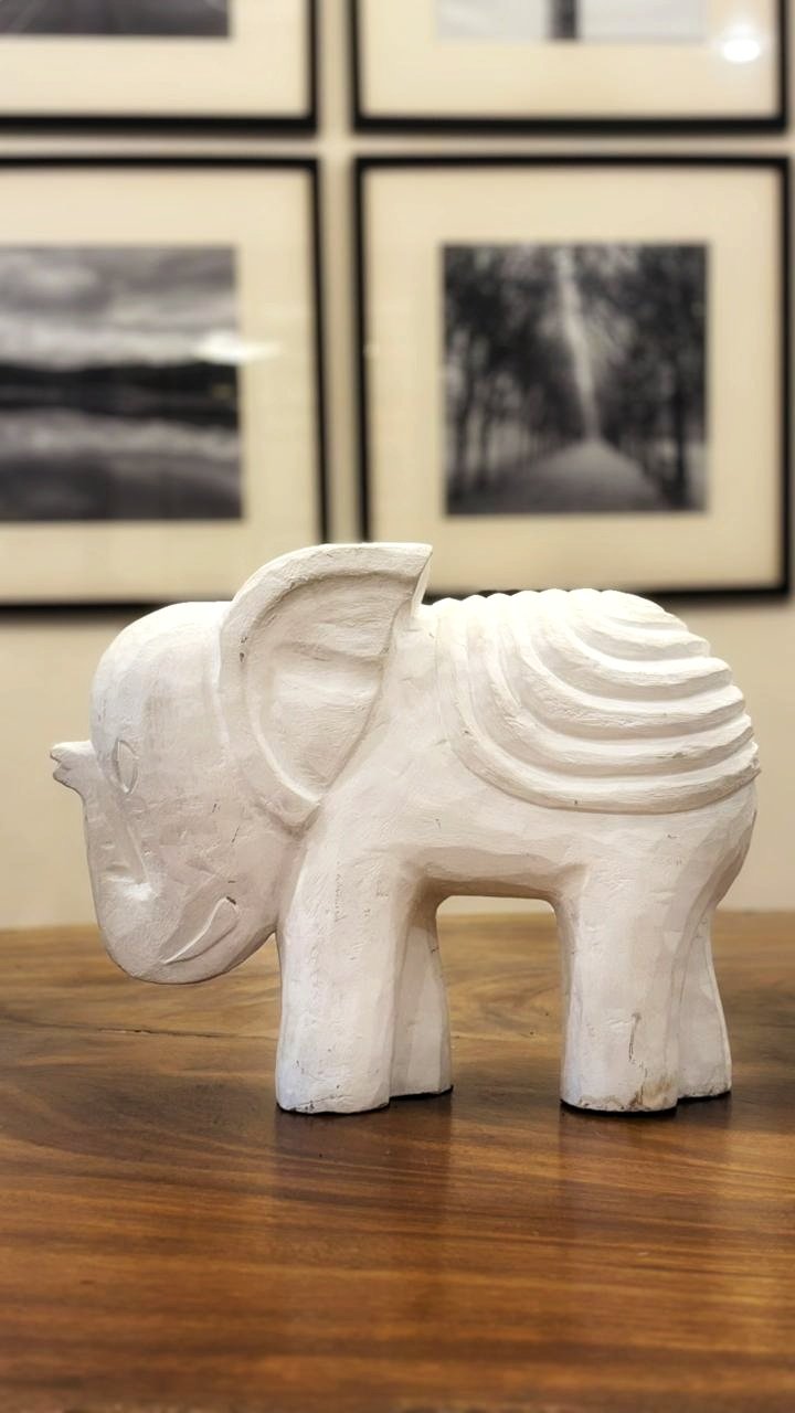 The Gentle Tusker Hand Carved White Elephant