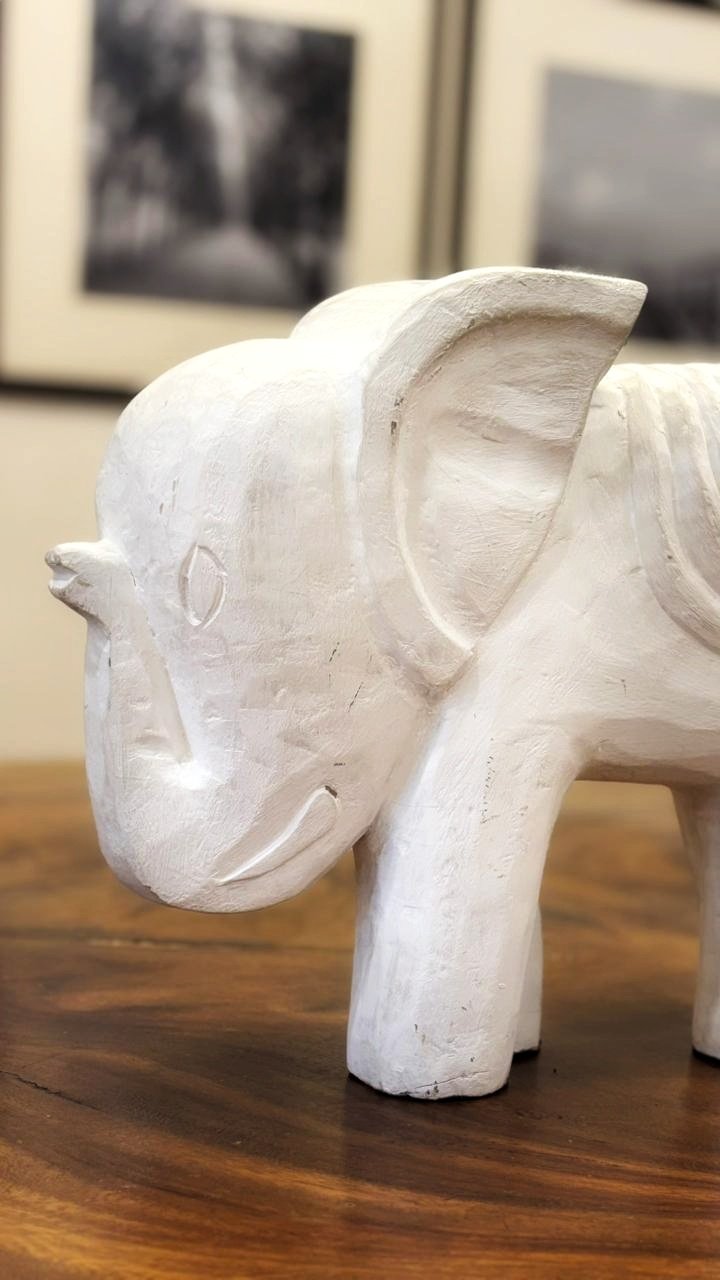 The Gentle Tusker Hand Carved White Elephant