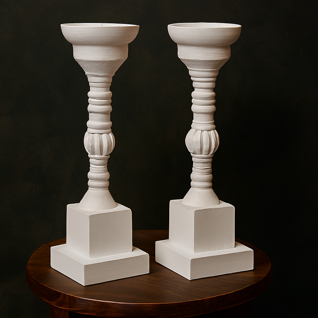 White Wooden Candle Stands