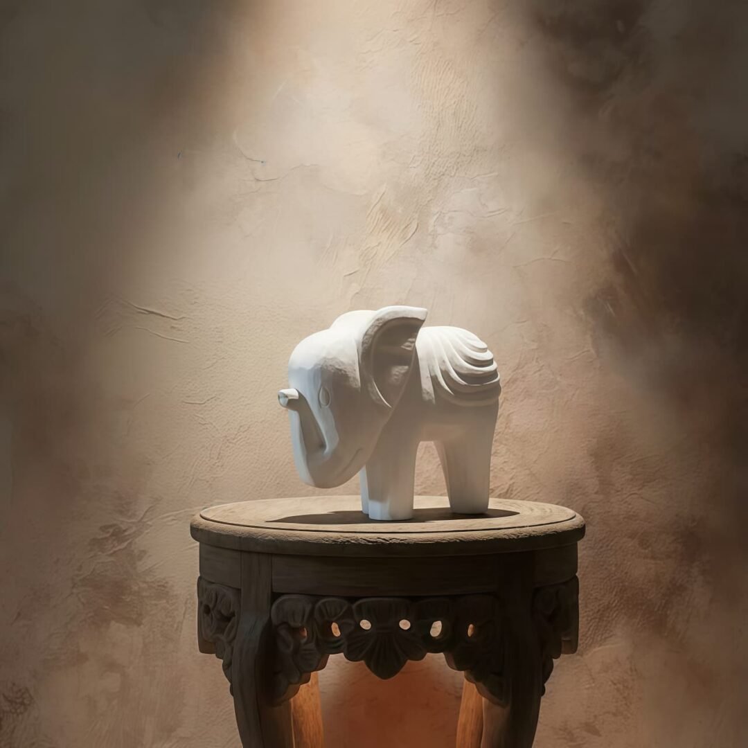 The Gentle Tusker Hand Carved White Elephant