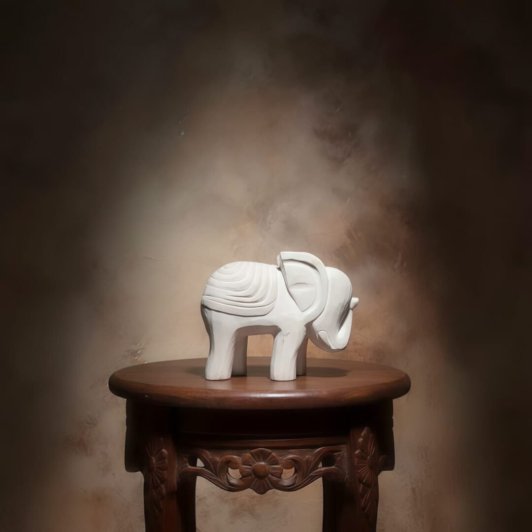 The Gentle Tusker Hand Carved White Elephant