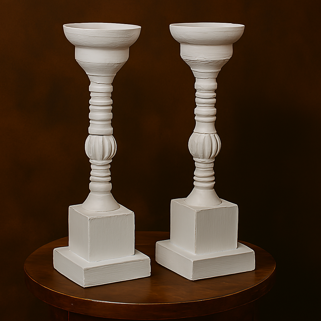 White Wooden Candle Stands