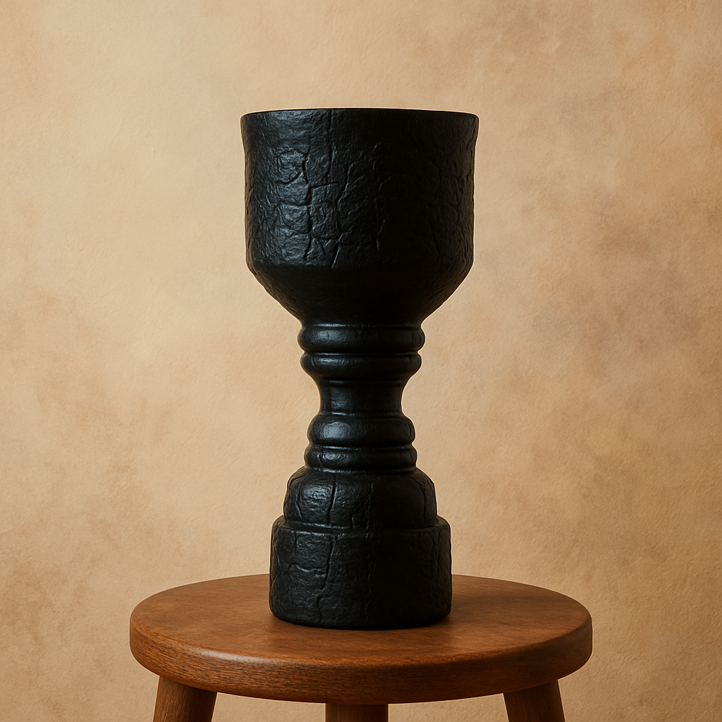 Tall Black Sculptural Vase / Candle Holder
