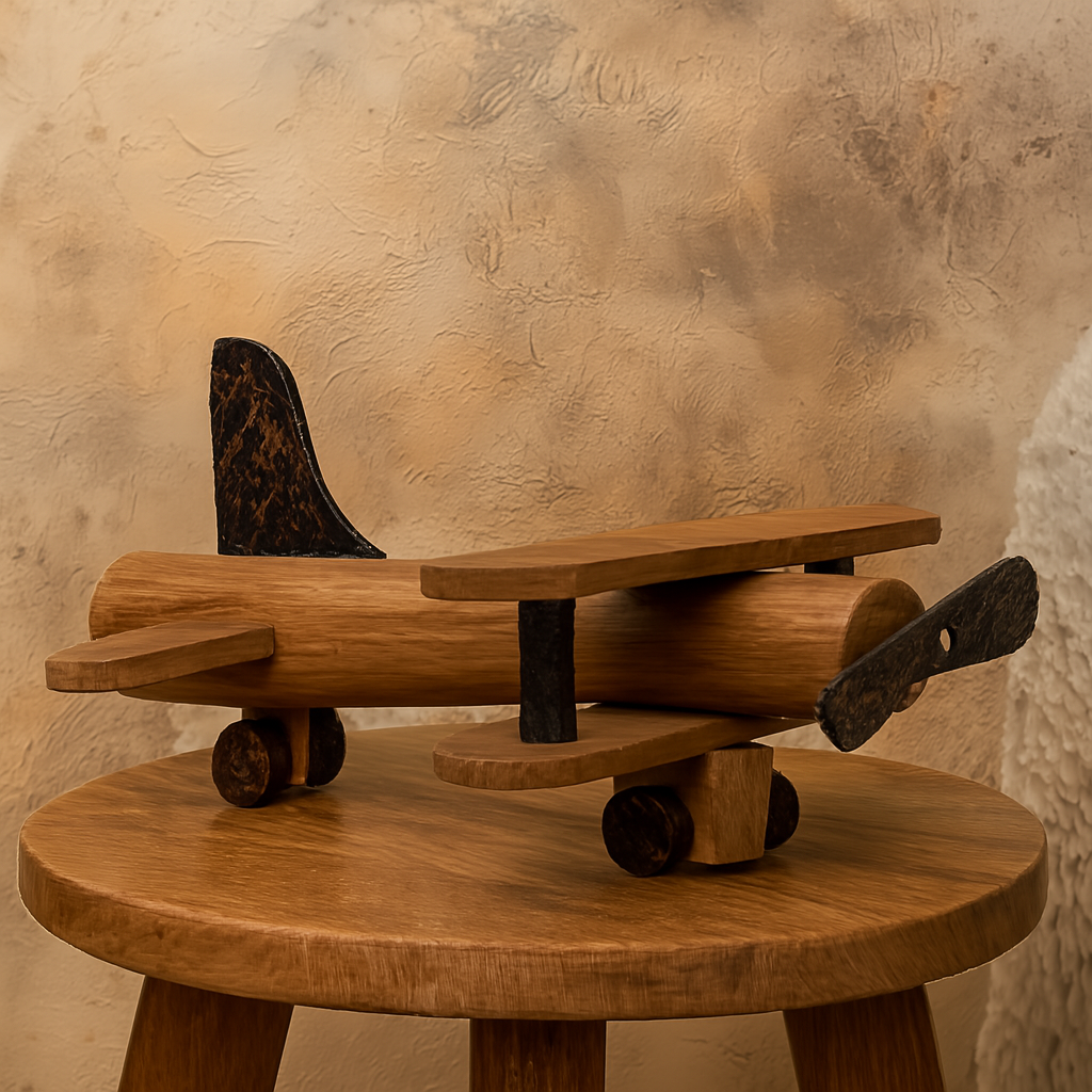 Wood & Metal Airplane Sculpture