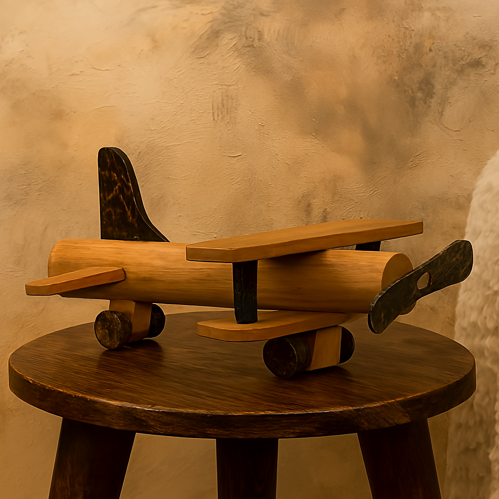 Wood & Metal Airplane Sculpture