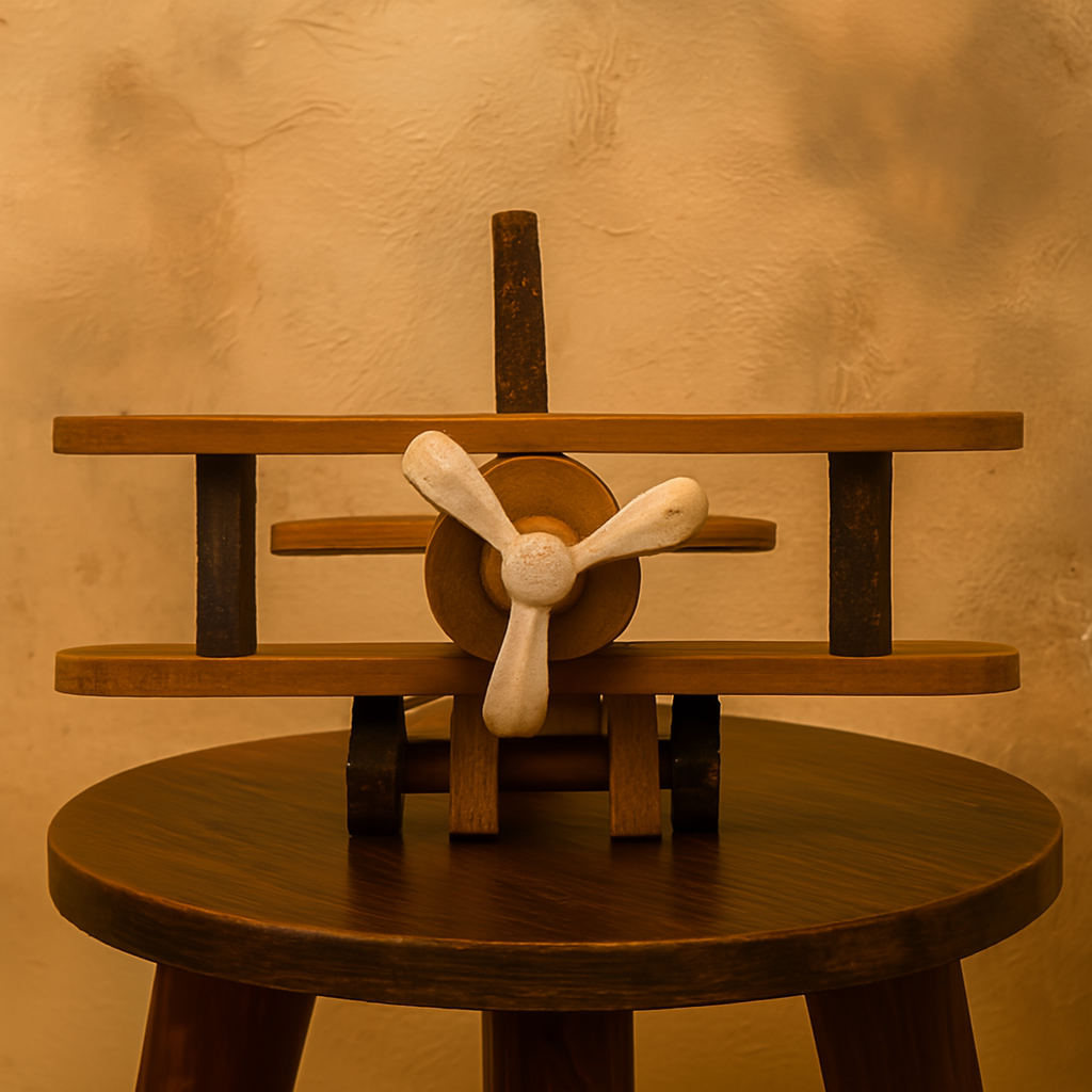 Wood & Metal Airplane Sculpture