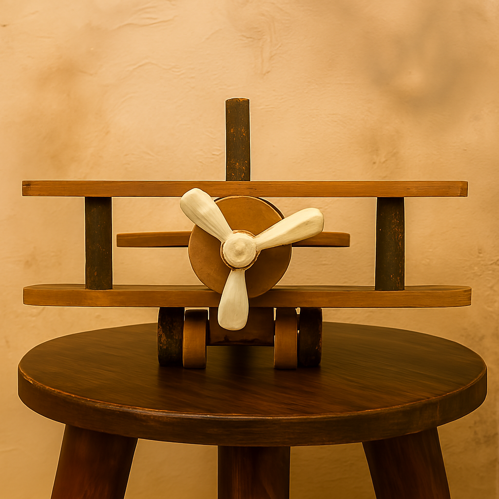 Wood & Metal Airplane Sculpture