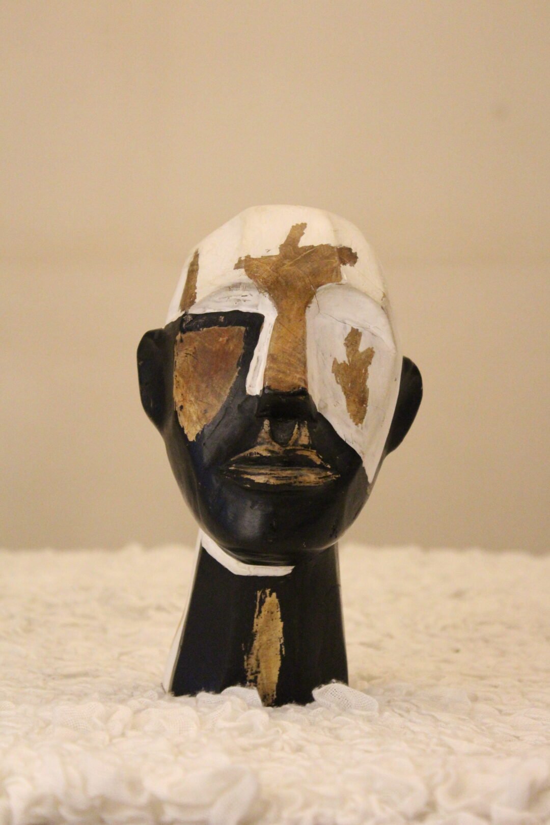 Abstract Wooden Face Sculpture