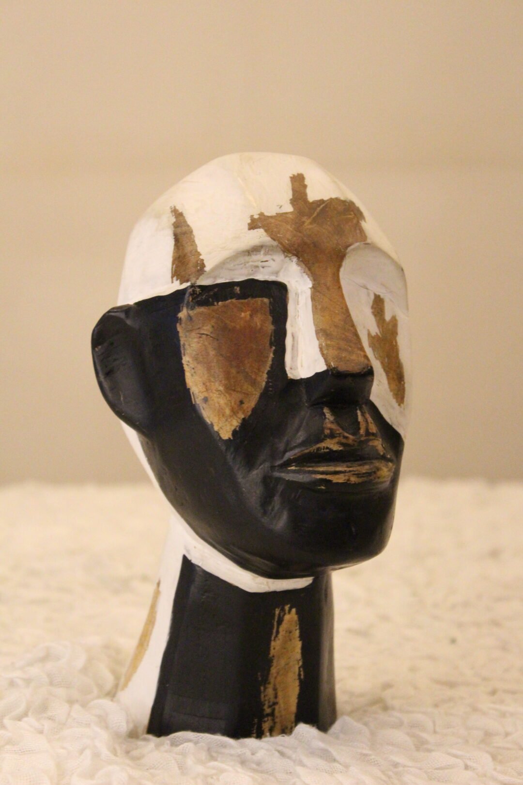 Abstract Wooden Face Sculpture