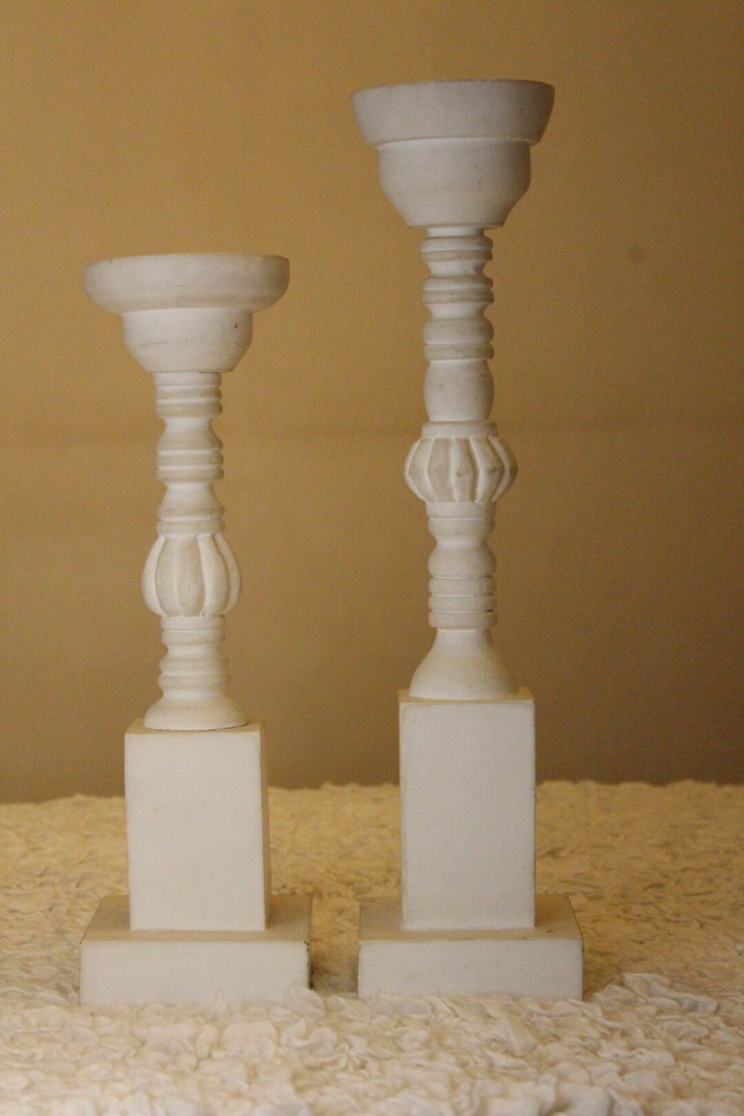 White Wooden Candle Stands