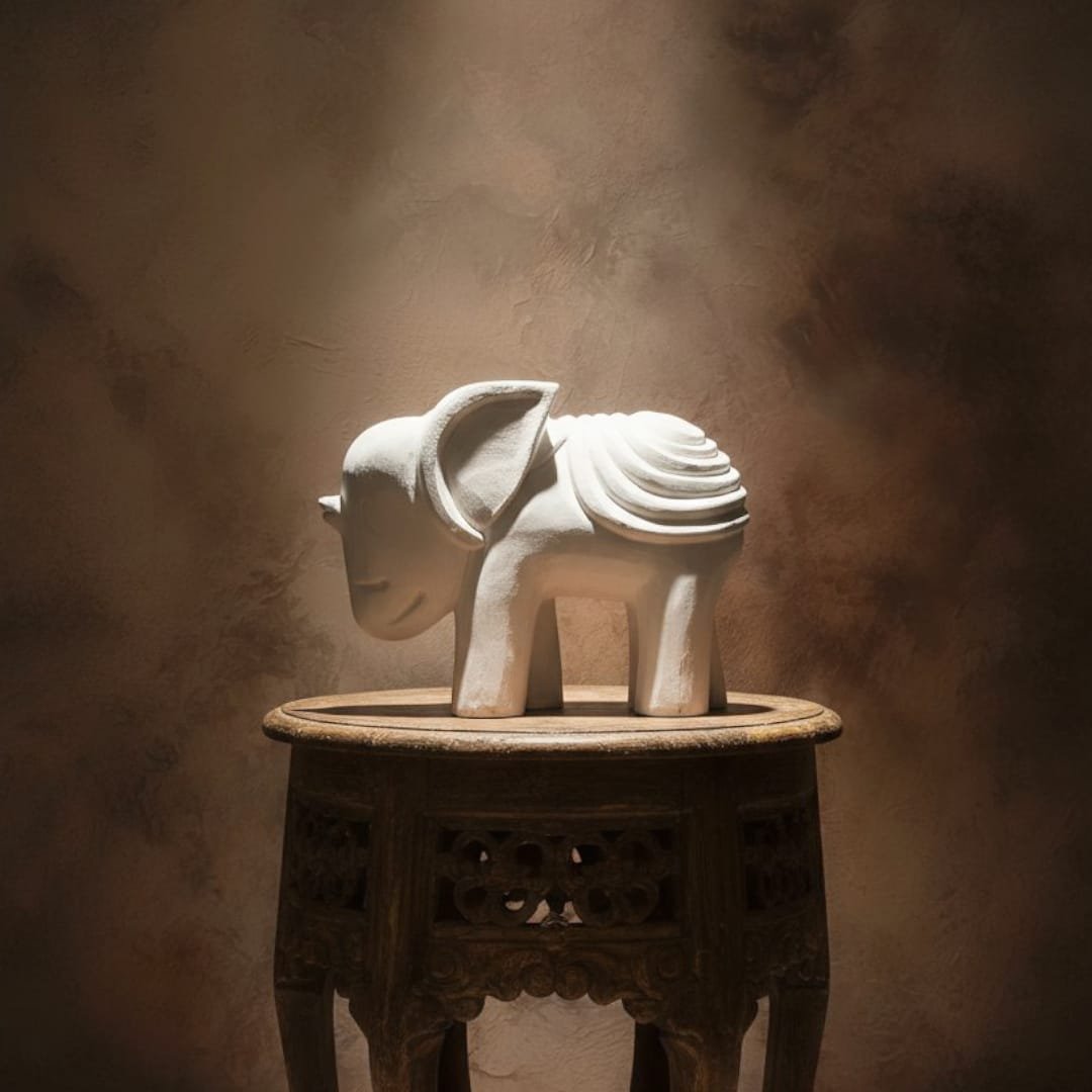 The Gentle Tusker Hand Carved White Elephant