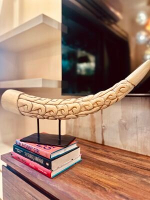 IMG_2471 Hand-Carved Decorative Tusker Horn (Faux Ivory)