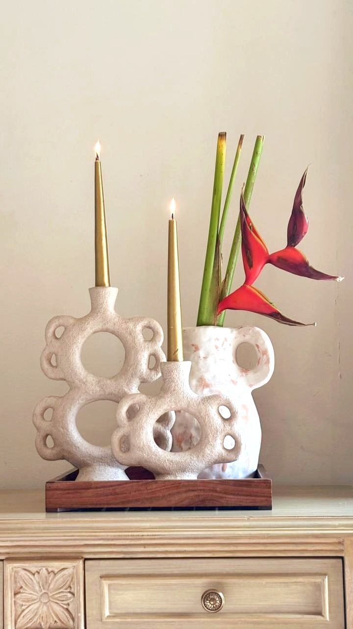 The Sandstone Tapered Candle Stand