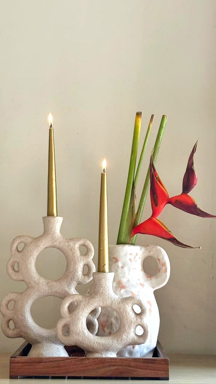 The Sandstone Tapered Candle Stand