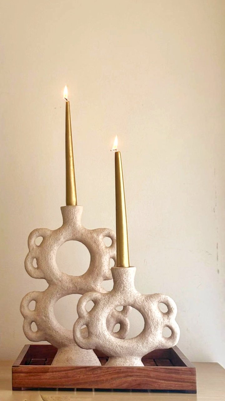 The Sandstone Tapered Candle Stand